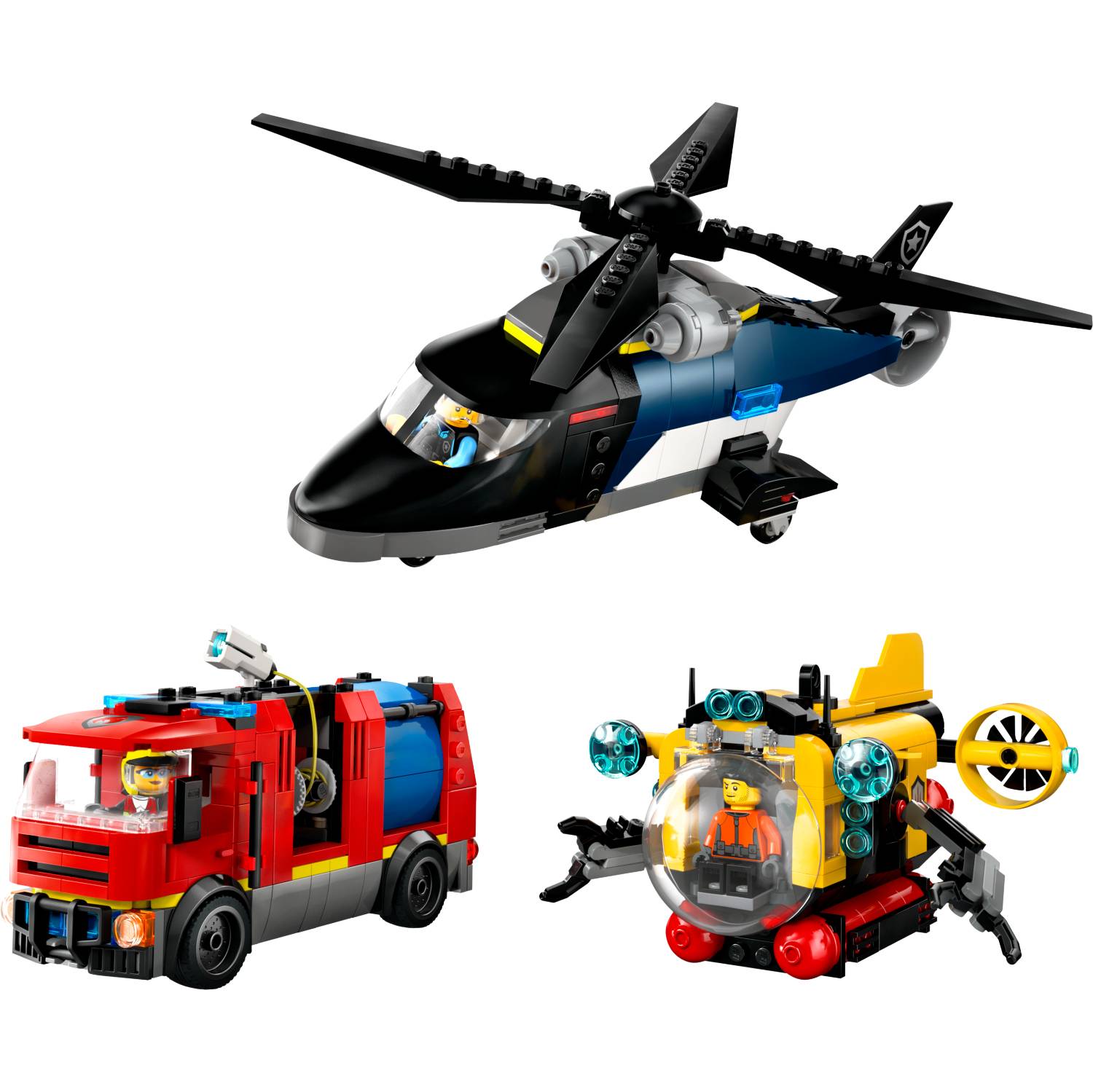 Lego 60462 Helikopter, vatrogasni kamion i podmornica